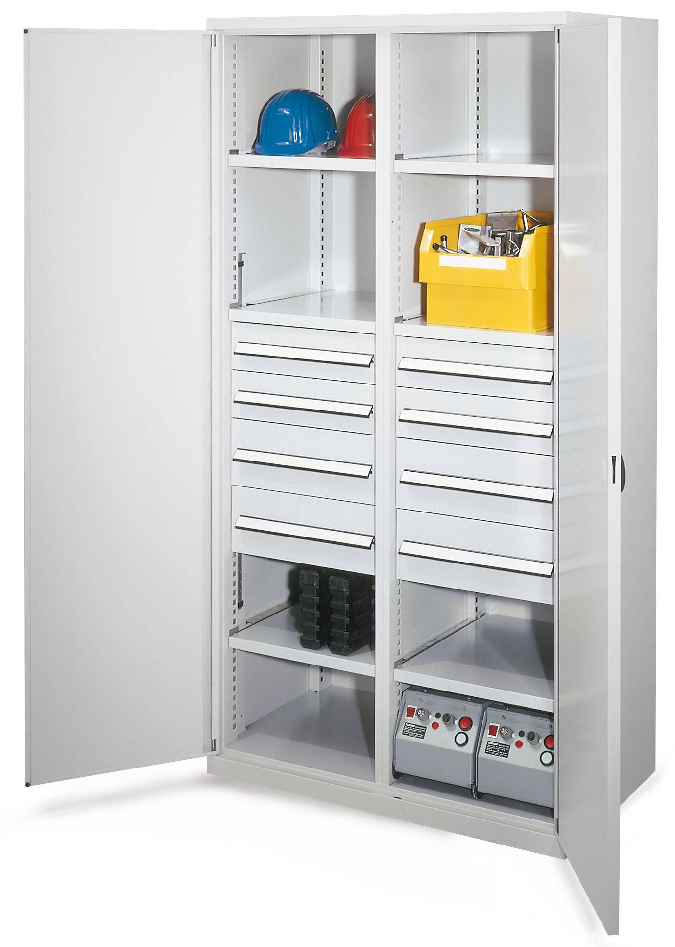 Kappes Schwerlastschränke mit Mitteltrennwand 1950x1000x600mm Doppelwandtüren Modell 54 lichtgrau