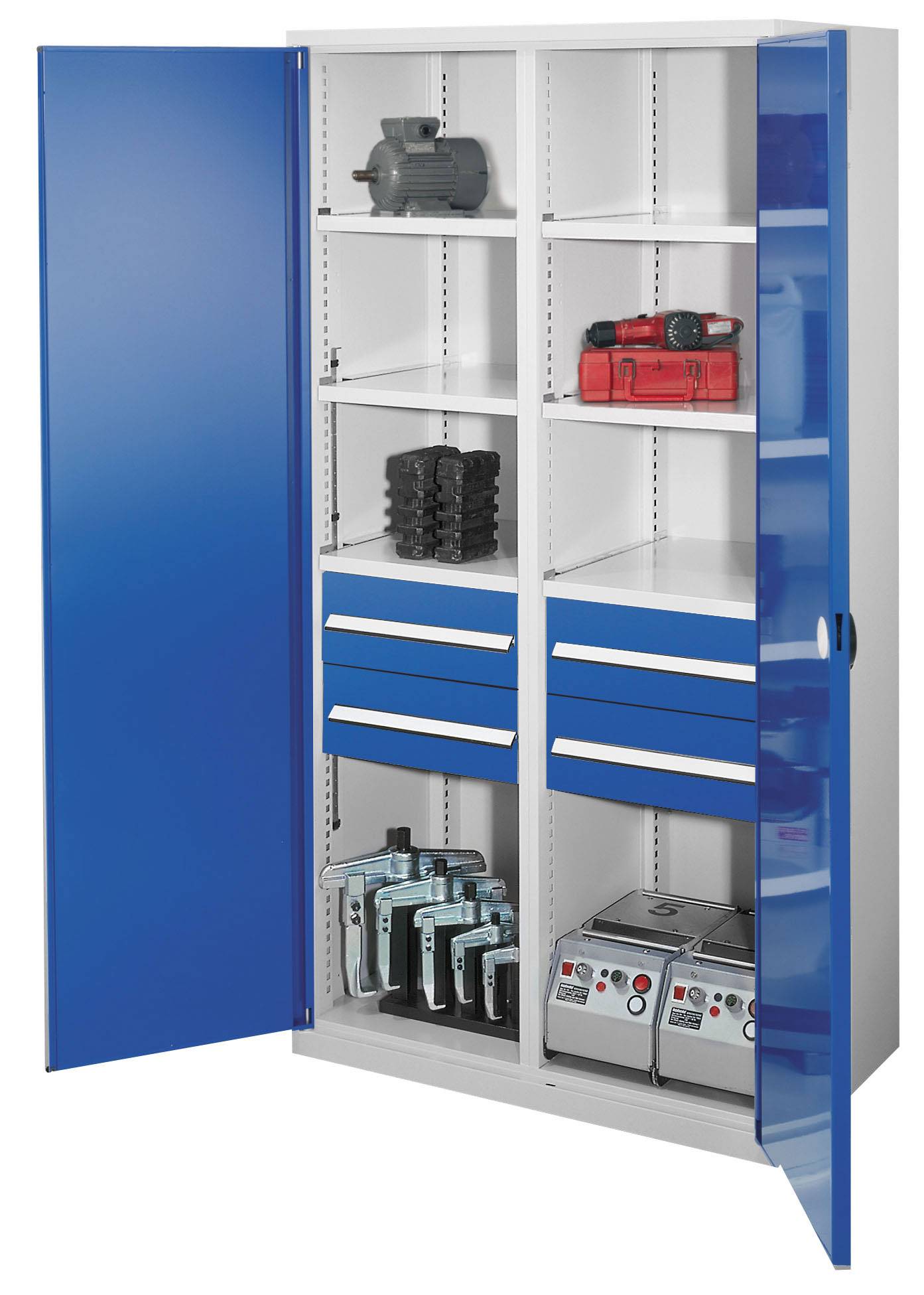 Kappes Schwerlastschränke mit Mitteltrennwand 1950x1000x600mm Doppelwandtüren Modell 52 enzianblau