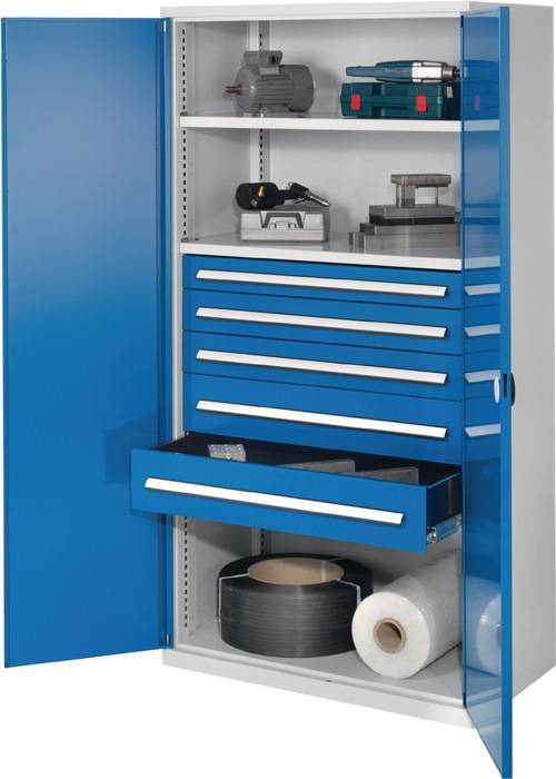 Schwerlastschrank H1950xB1000xT600mm grau/blau 2Fbd.1x100,2x125,2x175 Trgf.160kg