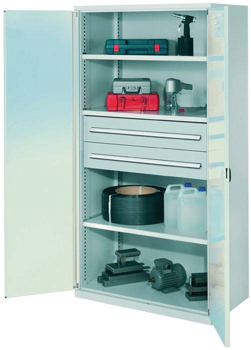 Schwerlastschrank H1950xB1000xT600mm lichtgrau 3Fbd.2x175mm Trgf.160kgRASTERPLAN