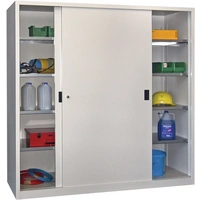Schiebetürenschrank H1950xB2000xT600mm lichtgrau 8Fbd.m.Trennw.Vollblechtüren Schiebetürenschrank H1950xB2000xT600mm lichtgrau 8Fbd.m.Trennw.Vollblechtüren