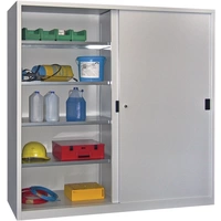 Schiebetürenschrank H1950xB2000xT500mm lichtgrau 8Fbd.m.Trennw.Vollblechtüren Schiebetürenschrank H1950xB2000xT500mm lichtgrau 8Fbd.m.Trennw.Vollblechtüren