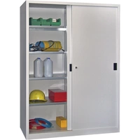 Schiebetürenschrank H1950xB1500xT500mm lichtgrau 8Fbd.m.Trennw.Vollblechtüren Schiebetürenschrank H1950xB1500xT500mm lichtgrau 8Fbd.m.Trennw.Vollblechtüren