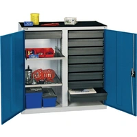 Werkzeug-/Beistellschrank H1000xB1000xT500mm 9Schubl.,4Bd.lichtgrau/enzianblau Werkzeug-/Beistellschrank H1000xB1000xT500mm 9Schubl.,4Bd.lichtgrau/enzianblau
