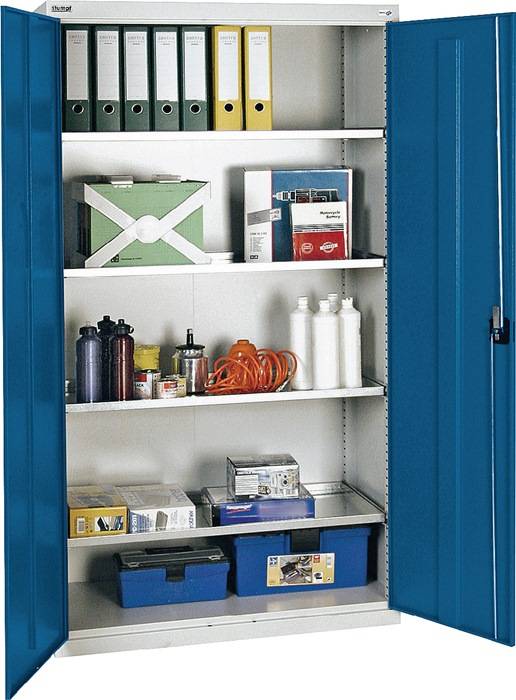 Werkzeug-/Beistellschrank H1800xB1000xT500mm 4Bd.lichtgrau/enzianblau STUMPF