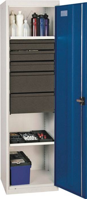 Werkzeug-/Beistellschrank H1800xB500xT500mm 5Schubl.,2Bd.lichtgrau/enzianblau