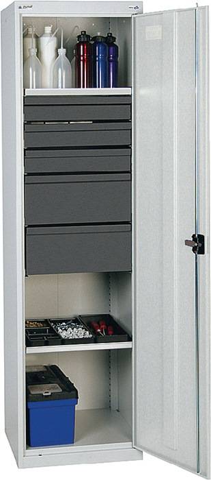 Werkzeug-/Beistellschrank H1800xB500xT500mm 5Schubl.,2Bd.lichtgrau/lichtgrau