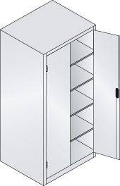 Flügeltürenschrank XXL B930xT800xH1950 mm RAL 7035/5012,4Fachböden Tragkraft 110kg
