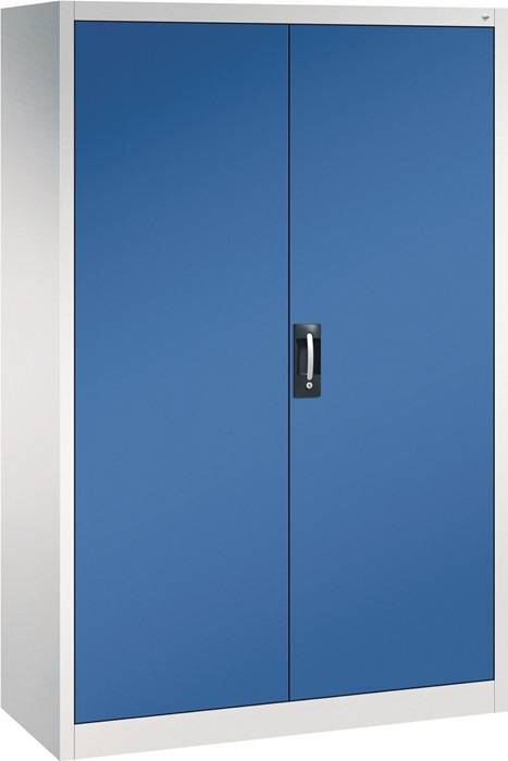 Flügeltürenschrank H1950xB1200xT500mm lichtgrau/enzianblau 6 BD 8 Schubl.C+P