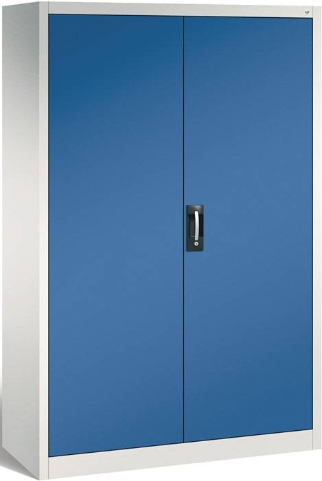 Flügeltürenschrank H1950xB1200xT500mm lichtgrau/enzianblau 6 BD 4 Schubl.C+P
