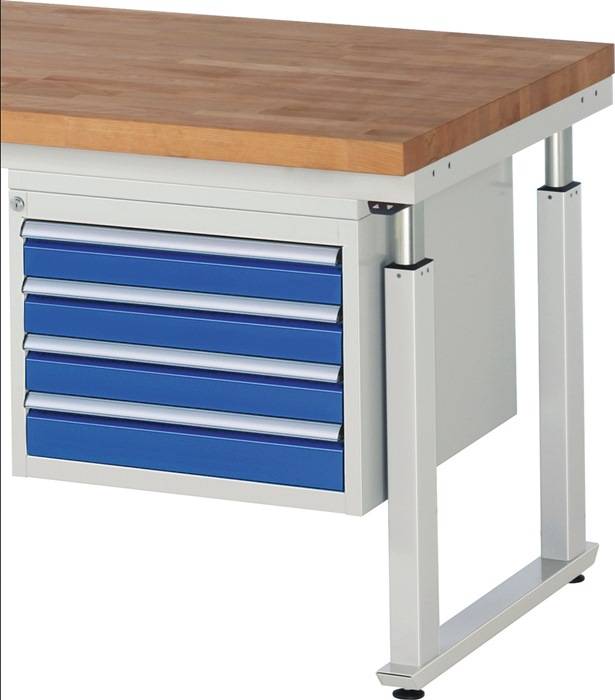 Unterbauschrank H440xB580xT600mm lichtgrau/enzianblau 4 Schubl.Einfachauszug RAU