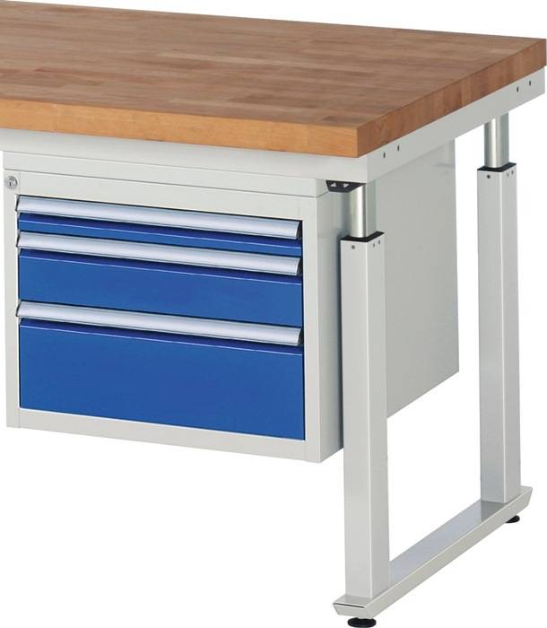 Unterbauschrank H440xB580xT650mm lichtgrau/enzianblau 3 Schubl.Einfachauszug RAU