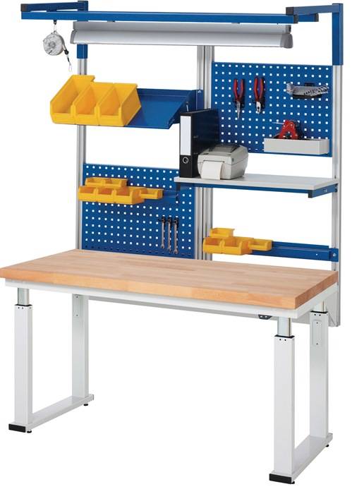 Werkbank B1000xT900xH740-1140mm Buche massiv lichtgrau RAU