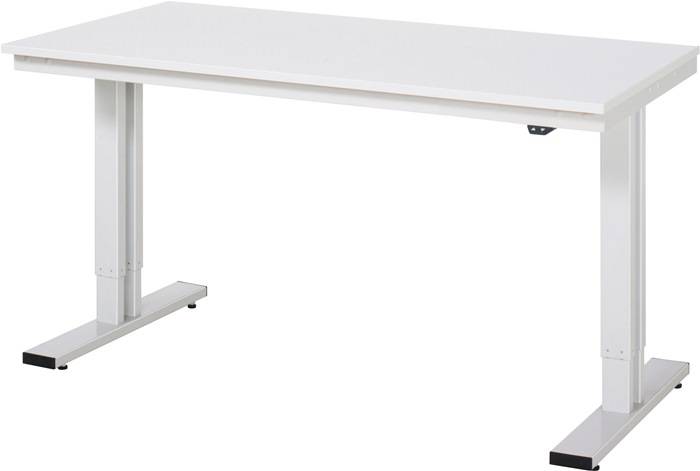 Werktisch B750xT1000xH720-1120mm Arbeitsplatte Melamin 22mm Gestell lichtgrau