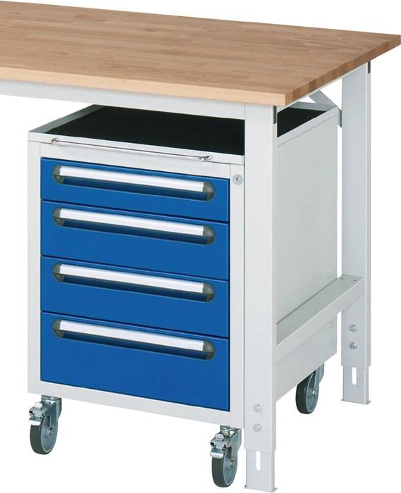 Unterbauschrank H690xB480xT600mm grau/blau 4Schubl1x90,2x120,1x150mm Einfachausz
