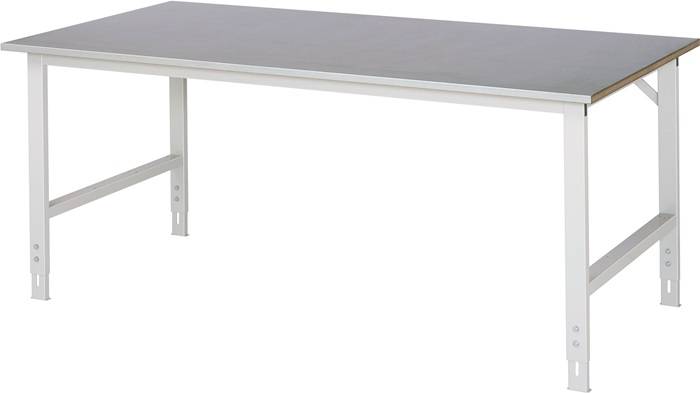Arbeitstisch B2000xT1000xH760-1080mm Arbeitsplatte Stahlbl.Gestell lichtgrau RAU