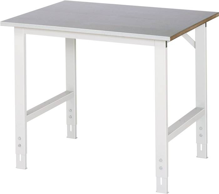 Arbeitstisch B1000xT800xH760-1080mm Arbeitsplatte Stahlbl.Gestell lichtgrau RAU