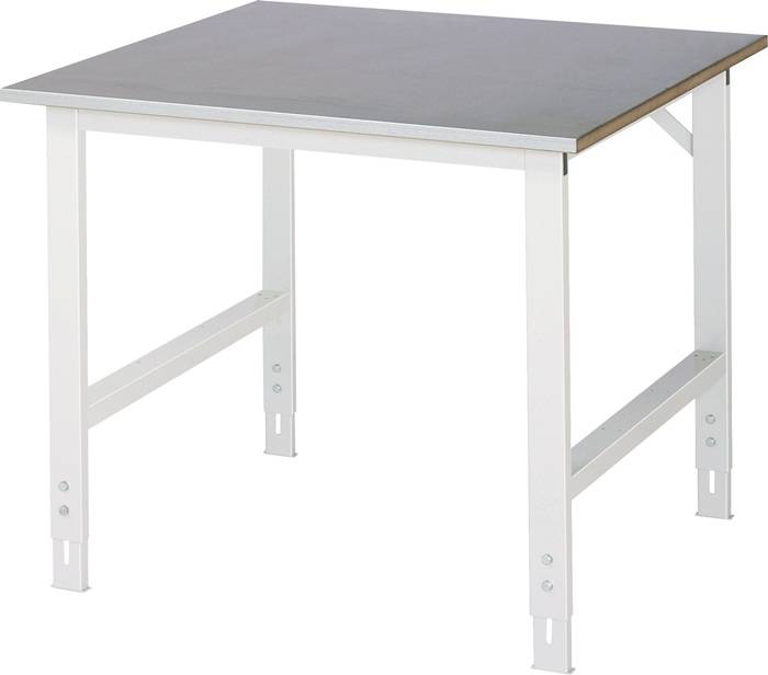 Arbeitstisch B1000xT1000xH760-1080mm Arbeitsplatte Stahlbl.Gestell lichtgrau RAU