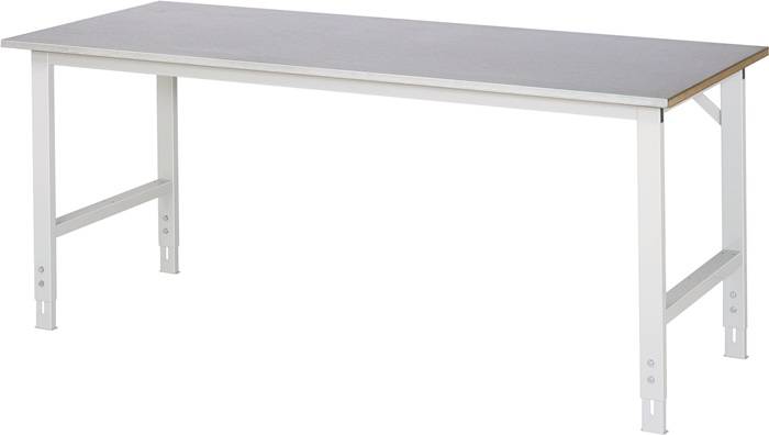 Arbeitstisch B2000xT800xH760-1080mm Arbeitsplatte Stahlbl.Gestell lichtgrau RAU