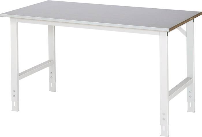 Arbeitstisch B1500xT800xH760-1080mm Arbeitsplatte Stahlbl.Gestell lichtgrau RAU