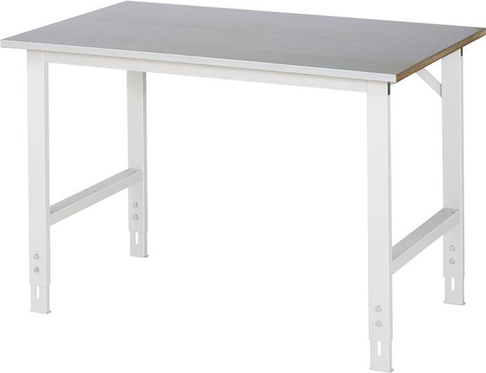 Arbeitstisch B1250xT800xH760-1080mm Arbeitsplatte Stahlbl.Gestell lichtgrau RAU