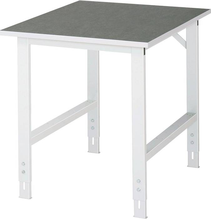Arbeitstisch B750xT800xH760-1080mm Arbeitsplatte Linoleum Gestell lichtgrau RAU