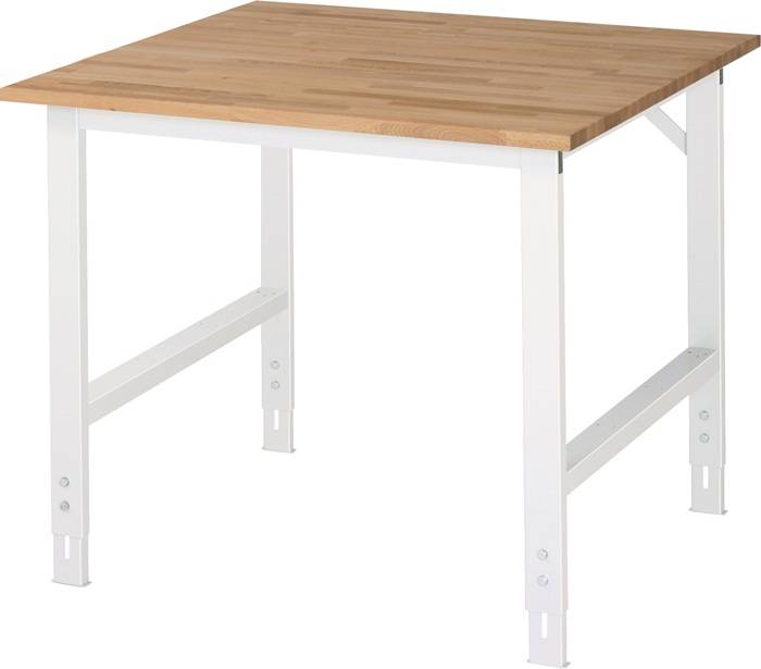 Arbeitstisch B1000xT1000xH760-1080mm Arbeitsplatte Buche Gestell lichtgrau