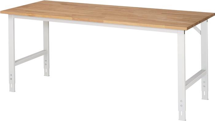 Arbeitstisch B2000xT800xH760-1080mm Arbeitsplatte Buche Gestell lichtgrau