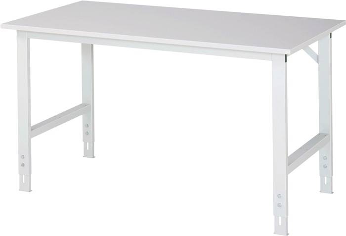 Arbeitstisch B1500xT800xH760-1080mm Arbeitsplatte Melamin Gestell lichtgrau