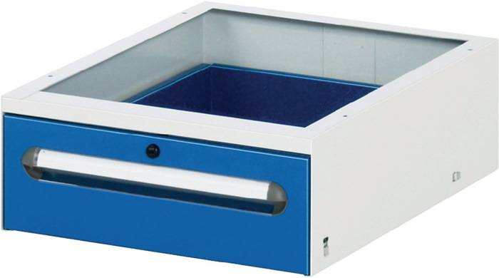 Schubladenschrank H175xB425xT600mm lichtgrau/enzianblau 1Schubl.Einfachausz. RAU