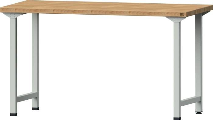 Werkbank BL B1500xT700xH840mm Buche massiv lichtgrau