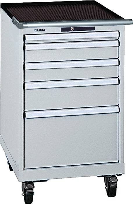 Schubladenschrank H990xB564xT725mm grau/grau 5 Schubl.Vollauszug,KeyLock