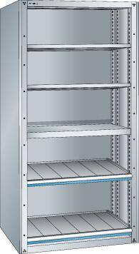 Schubladenregal B1020xT706xH2200 mm Anbaufeld RAL 7035/5012 7 Böden - Artikel: 7830304249