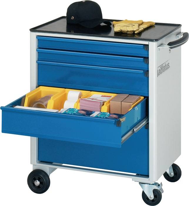 Werkstattwagen Metallablage H860xB700xT520mm lichtgrau/blau