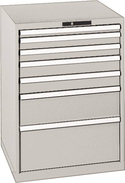 Schubladenschrank H1000xB717xT725mm grau/grau 7 Schubl.Vollauszug,KeyLock