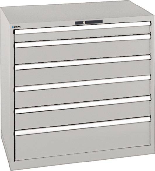 Schubladenschrank H1000xB1023xT725mm grau 1x100,4x150,1x200mm Vollauszug,KeyLock