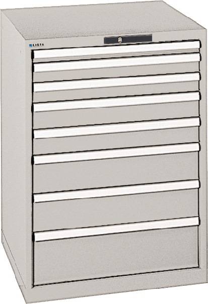 Schubladenschrank H1000xB717xT725mm lichtgrau 8Schubl.Vollauszug,KeyLock
