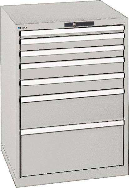 Schubladenschrank H1000xB717xT725mm lichtgrau 7Schubl.Vollauszug,KeyLock