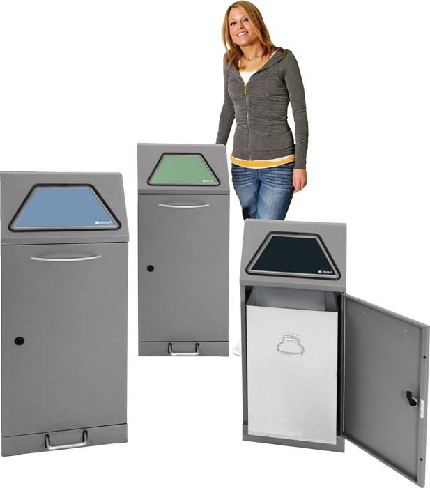 Wertstoffsammler 60l H900xB400xT380mm graualu verz.Einsatz o.Trethebel STUMPF