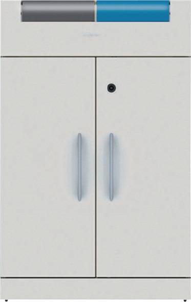 Wertstoffsammler H975xB620xT320mm Inh.2x45l lichtgrau Klappen farbig STUMPF