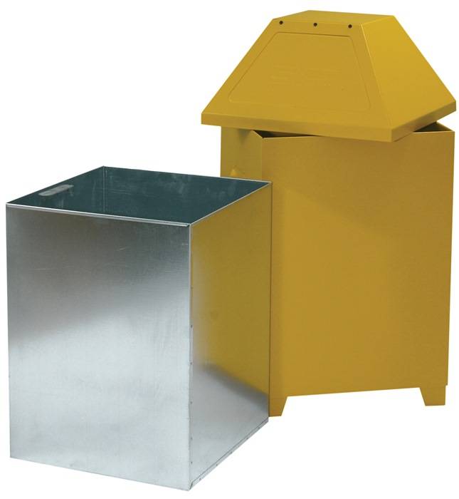 Abfallbehälter H660/870xB450xT450mm 95l signalgelb verzinkter Innenbehälter