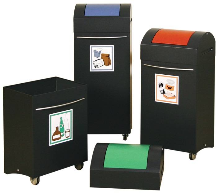 Wertstoffsammler 60l H790xB380xT320mm anthrazitgrau,signalgelb fahrbar