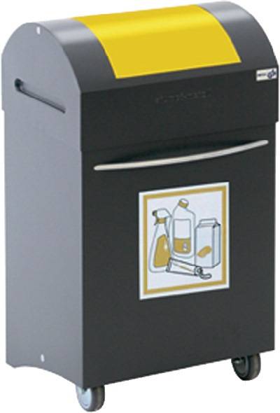 Wertstoffsammler 45l H650xB380xT320mm anthrazitgrau,signalgelb fahrbar