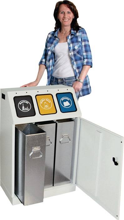 Wertstoffsammler 3x30l H920xB580xT380mm lichtgrau verzinkter Eins.STUMPF