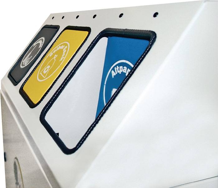 Wertstoffsammler 3x30l H920xB580xT380mm lichtgrau verzinkter Eins.STUMPF