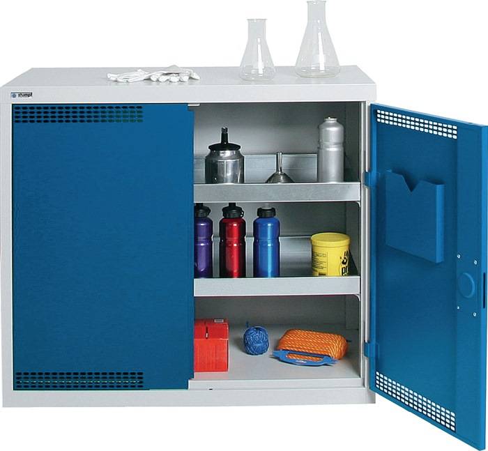 Umweltschrank H900xB1000xT500mm lichtgrau/signalgelb 2 Wannen,22l STUMPF