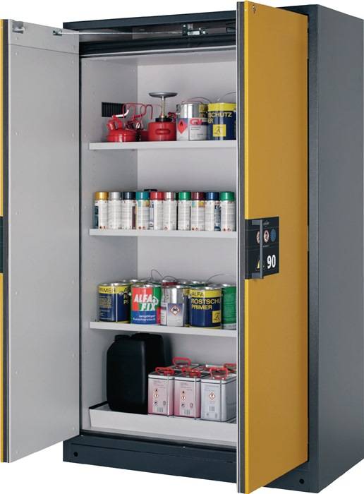 Sicherh.-Schrank Typ 90 H1953xB1193xT615mm grau/gelb Vollblechtüren TSA ASECOS