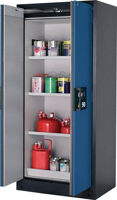 Sicherh.-Schrank Typ 90 H1953xB893xT615mm grau/gelb Vollblechtüren TSA ASECOS