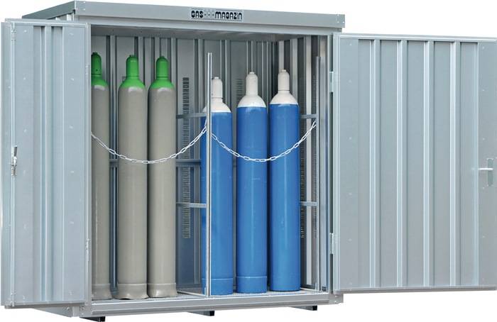Gasflaschencontainer B2100xT1140xH2250mm verzinkt,mont.m.Bodenrahmen