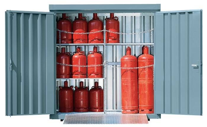 Gasflaschencontainer B2100xT1140xH2250mm verzinkt,mont.m.Bodenrahmen